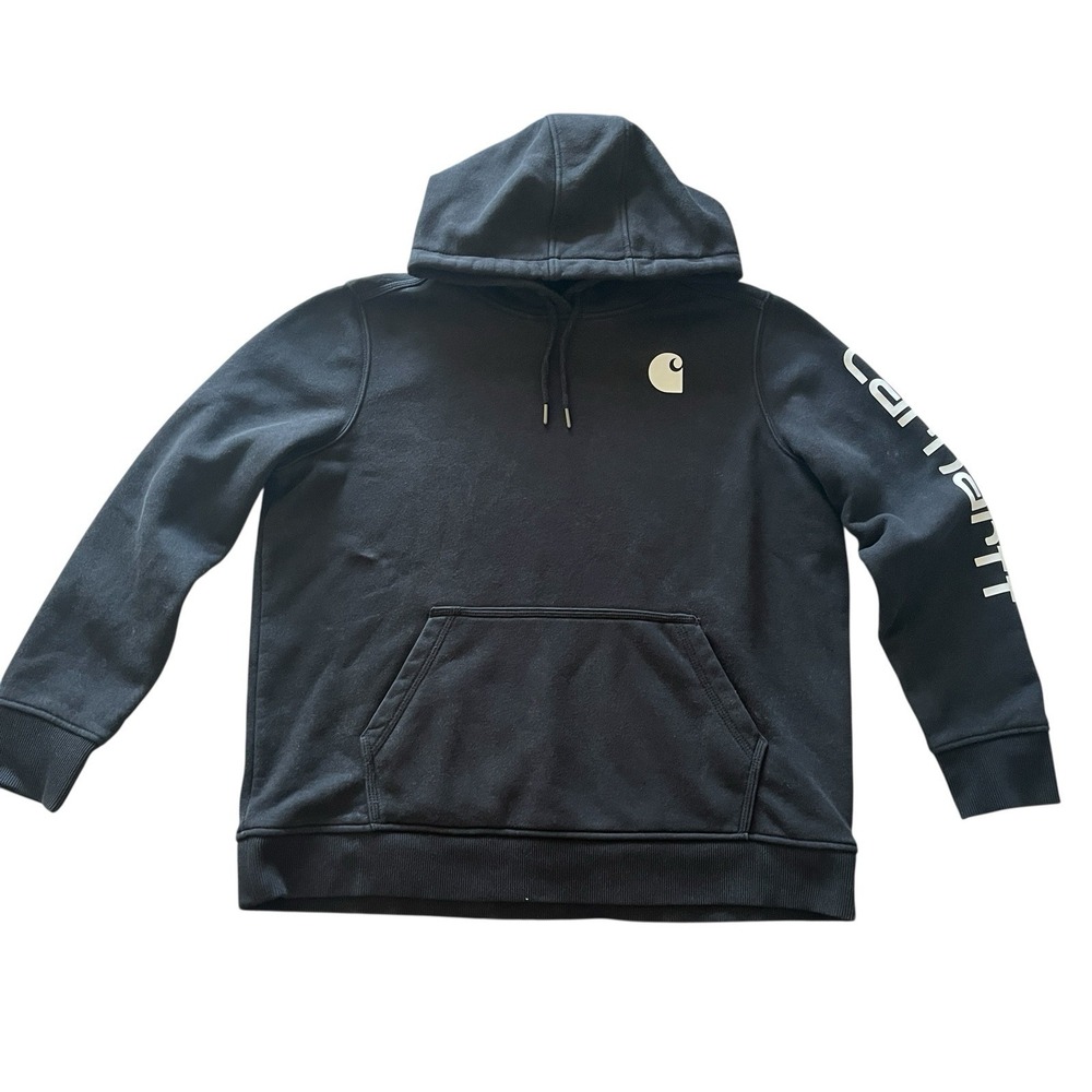 Carhartt Women's Size 1X 16W-18W Relax Black Hooded Sweatshirt Hoodie Pocket